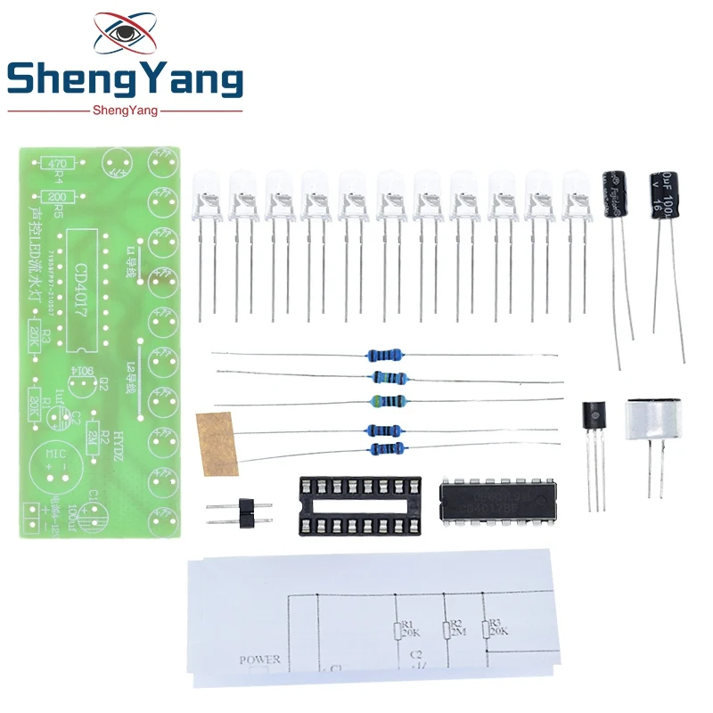 Голосовое управление Светодиодный фонарь с эффектом воды комплект CD4017 Фонари Управление весело электронного производства для обучения Diy Электронный комплект модуль