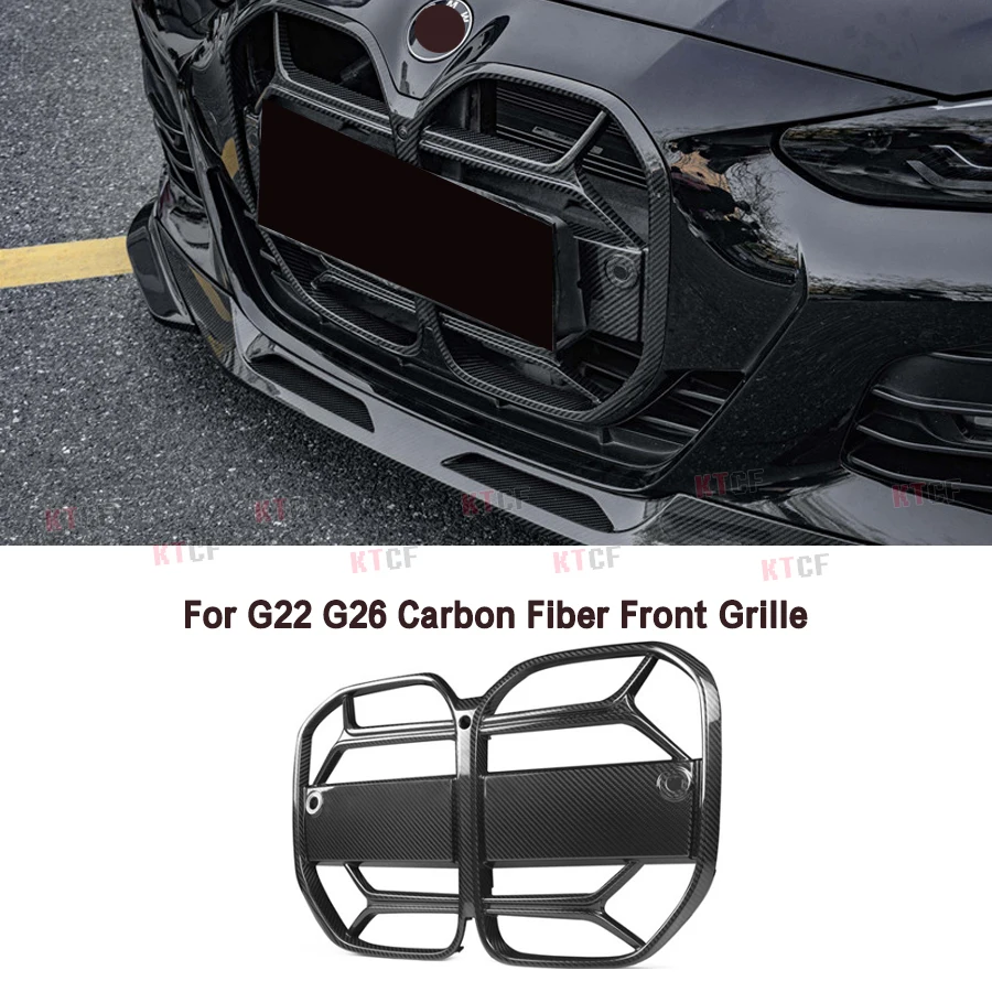 Dry Carbon Fiber Racing Grille Mesh Front Bumper Racing Grille for BMW 4 Series G22 G26 M Sport Sedan Car Styling Accessories