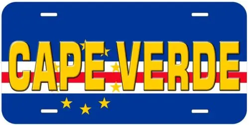 Cape Verde Flag with Country Name Novelty Car Tag License Plate Aluminum