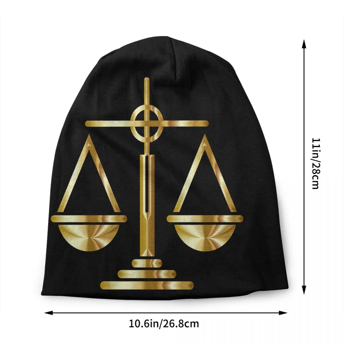 Unisex Gold Scales of Justice Beanie Cap, Law Logo Bonnet, Ski Lawyer Chapéus, Skullies Partido Jurídico, Gorros para Casa, Chapéus de malha