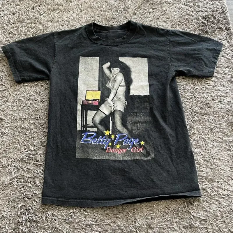 Bettie Page Black Danger Girl T Shirt Cotton For Al048