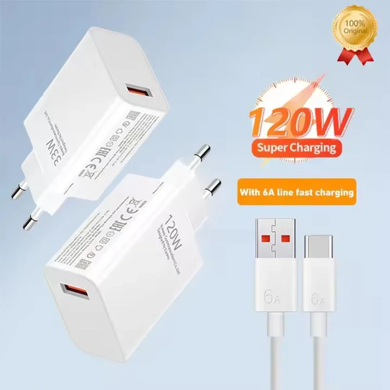 120W Charger Original GaN Super Fast Charge 67W 55W 33W EU Quick Charger 1M Cable For Xiaomi 17 15 14 Ultra Type C USB Charging