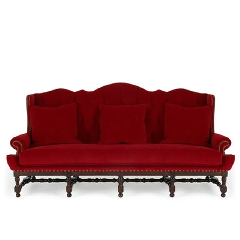 American country solid wood sofa, French retro luxury hotel clubhouse villa reception sofa