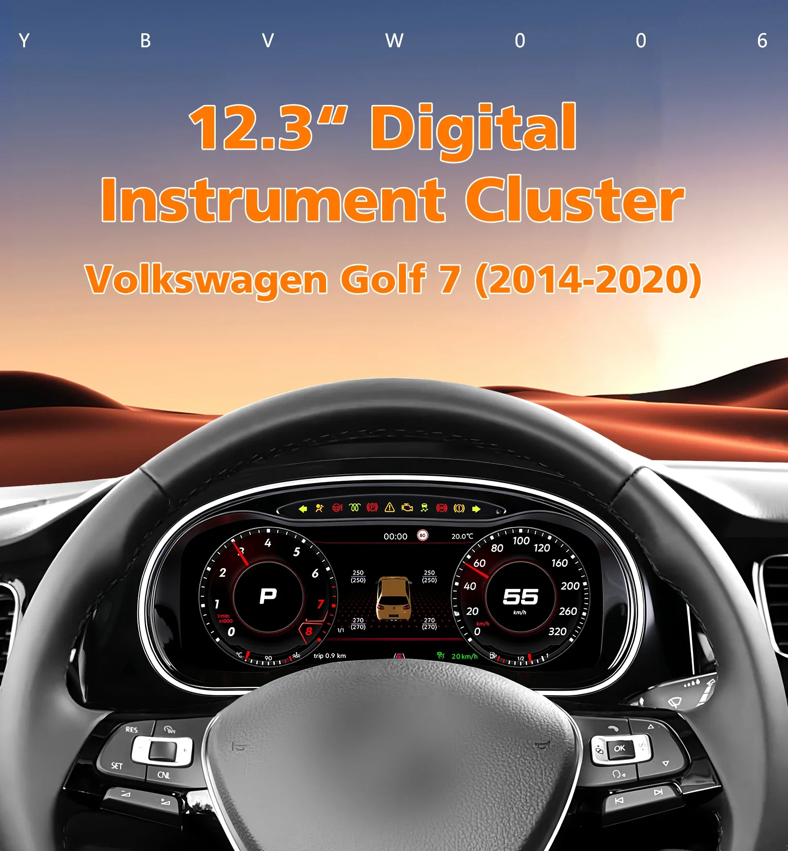 Hizpo 12.3inch Car Auto Lcd Digital Dashboard Cluster Gauges for Volkswagen Golf 7 2014-2020 Modify Auto Radio Instrument Paneel