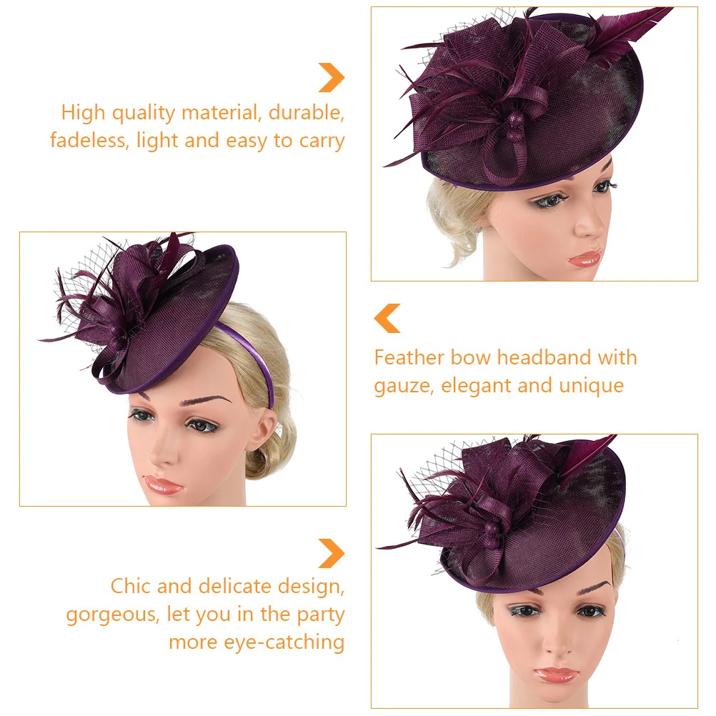 1 قطعة أغطية الرأس النسائية زهرة رباط شعر أنيق غطاء الرأس حفلة لحفل زفاف عيد ميلاد جمع صور الدعامة التبعي #5