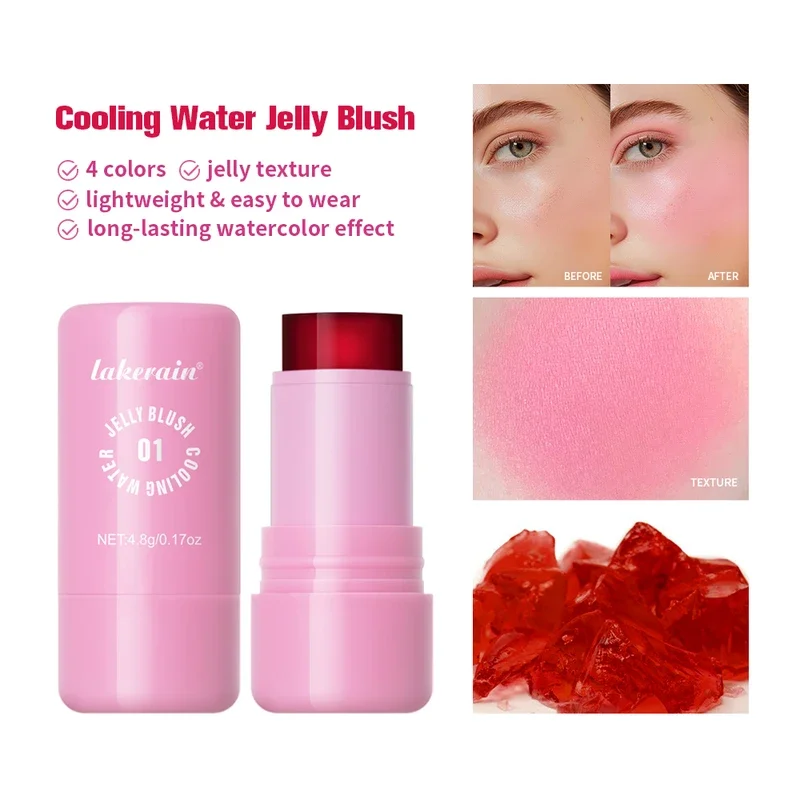 

4 Colors Cheek Lip Tinted Moistured Blush Stick Eye Brighten Cream Water Jelly Powder Blusher Matte Contour