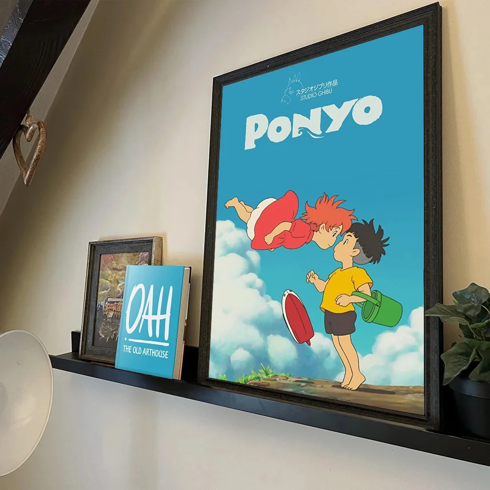 1pc Ponyo On Cliff By The Sea Poster zelfklevende kunst waterdicht papier sticker koffiehuis bar kamer muur decor