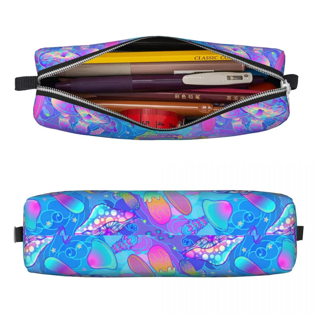 Psychedelic Magic Mushrooms Pencil Cases Pencilcases Pen Holder Kids Big Capacity Bag Students School Zipper Stationery