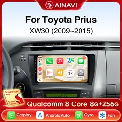 Ainavi estéreo de coche para Toyota Prius XW30 Multimedia 2009-2015 reproductor Carplay 2Din GPS Android Radio de coche navegación No 2Din DVD