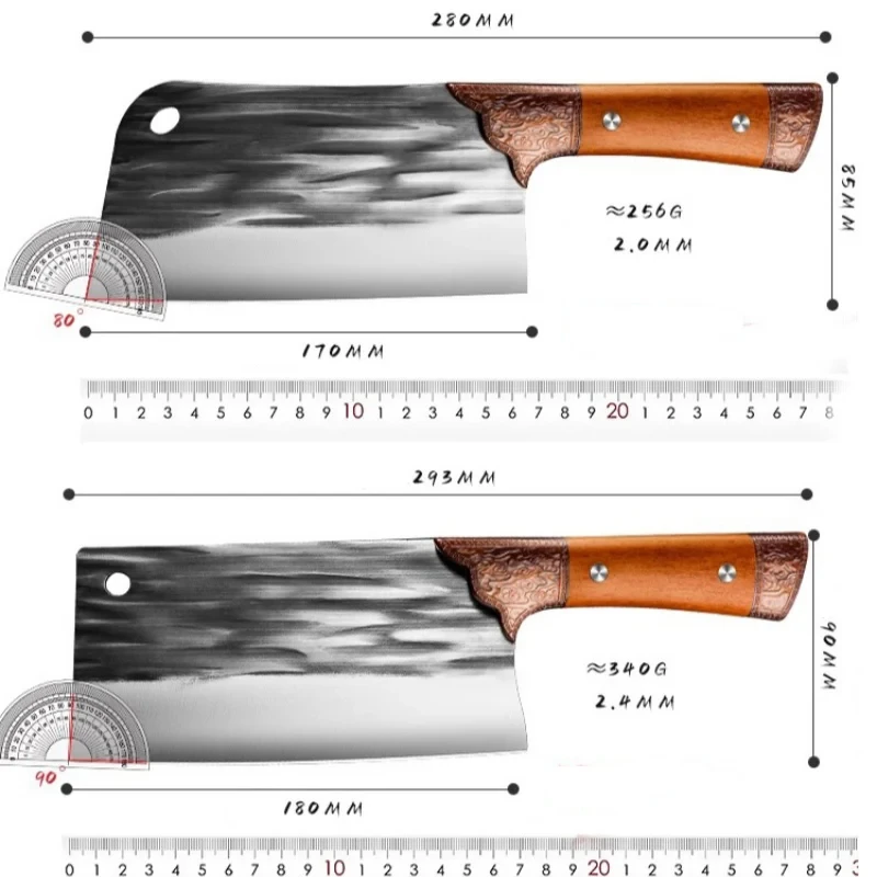 CMGF Two-piece Set Kitchen Chopping Knife Household Forging Knife Kitchen Chopping Bone Knife Sharp Blade Slicing Knife Gift