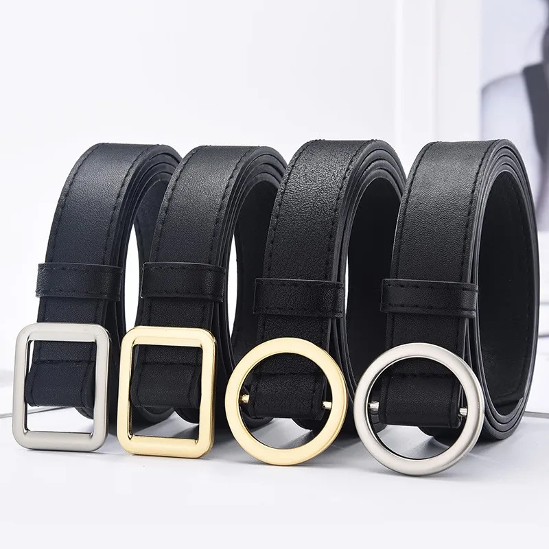Non perforated women's belt, men's lazy belt, no punching, versatile fashion, ins black decoration, Korean version jeans