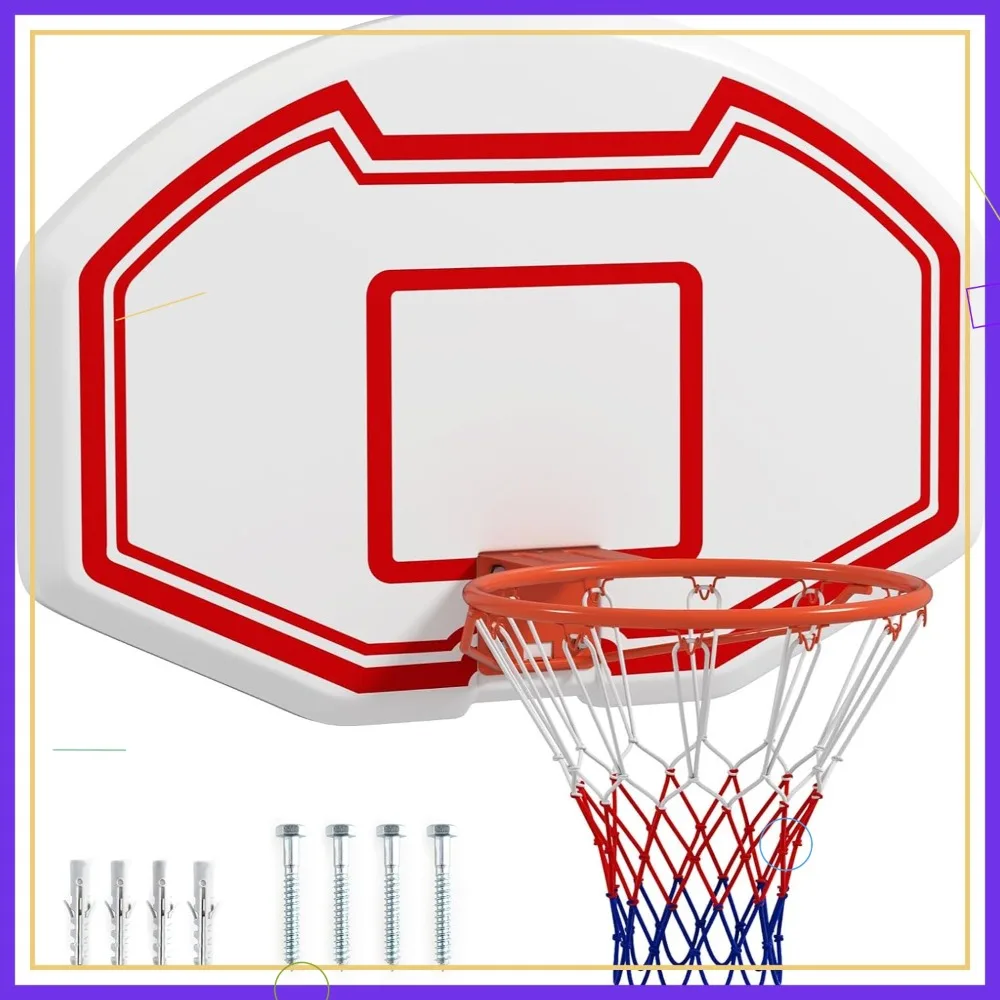 

36" Shatterproof Basketball Hoop Wall Mounted, 18" Rim Indoor Outdoor for Youth Adults Home