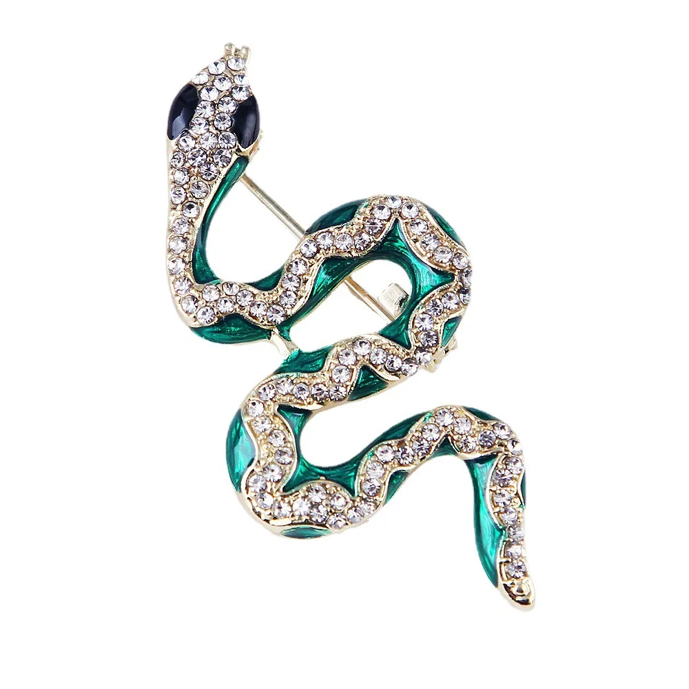 Spille serpente verde donna uomo strass smalto serpente animale partito Casual abbigliamento quotidiano accessori per abiti gioielli regali