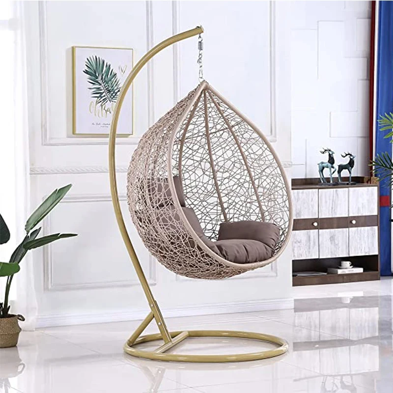 Yilin Modern Patio Swings Outdoor Rattan Swing Egg Chair Garden Furniture Metal Pipe For Bedroom Hanging Single All Color