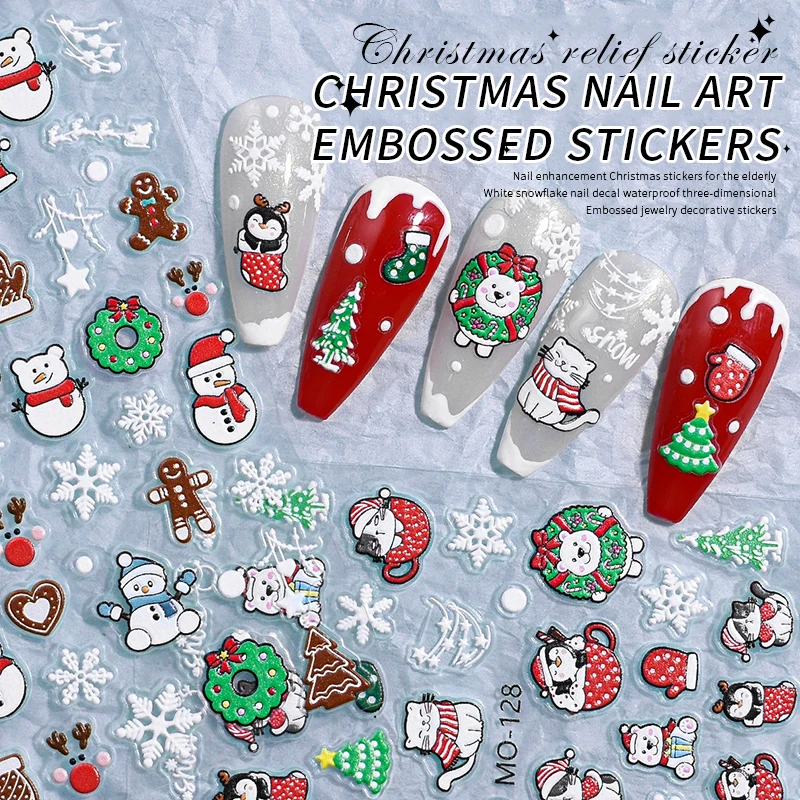 Adesivos de Natal para unhas Conjunto de pacotes de adesivos 3D - Acessórios de arte Suprimentos Materiais Produtos Mercadorias Decalques Designs para manicure