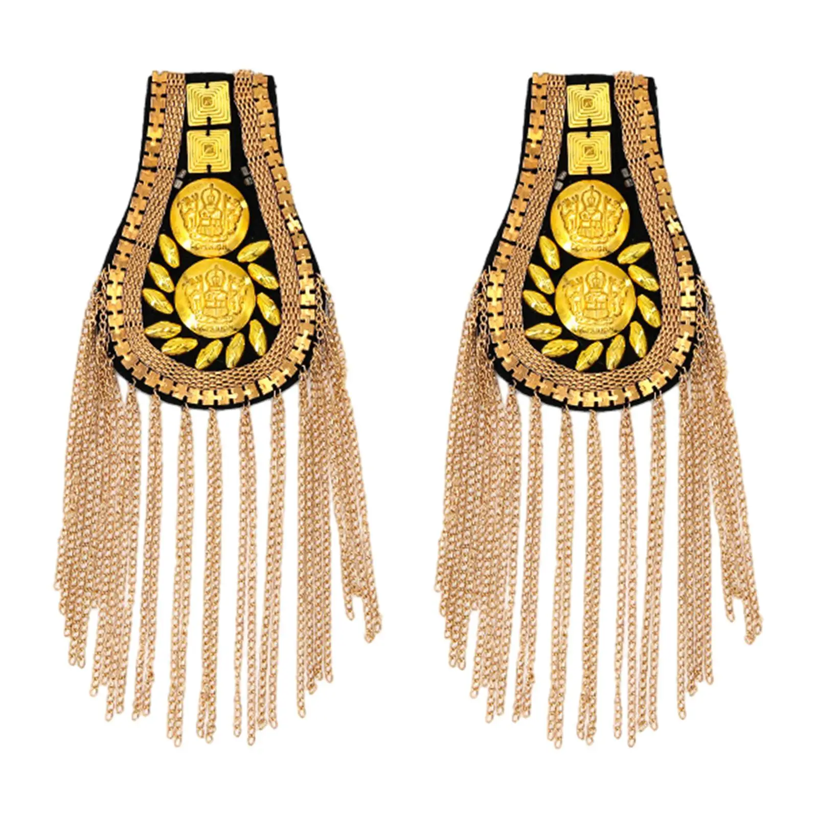 Metal Tassel Link Chain Epaulet Punk 2Pcs for Role Play Formal Suit Uniform