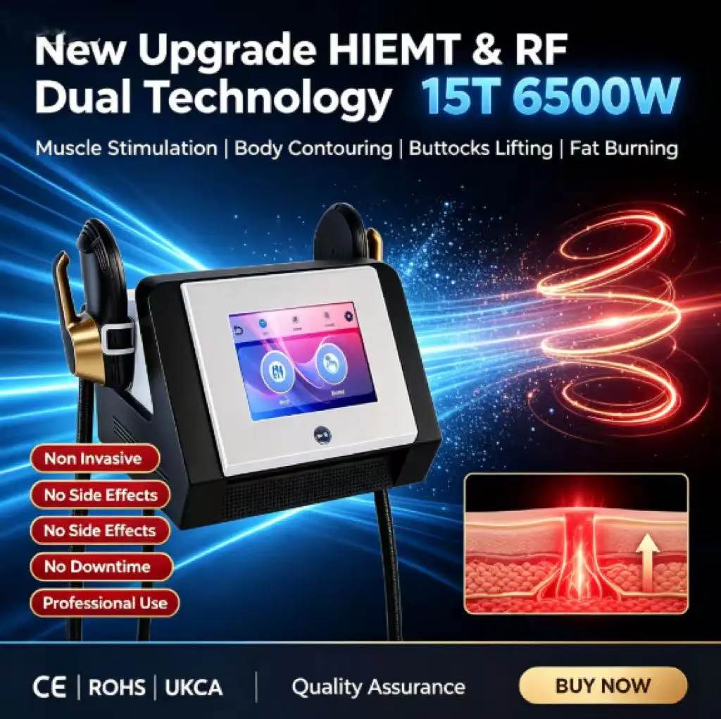 HIEMT RF 15T 6500W Body Sculpt Machine Dual Energy Synchronous Output Muscle Building Fat Burning Butt Lifting Pelvic Floor Trai