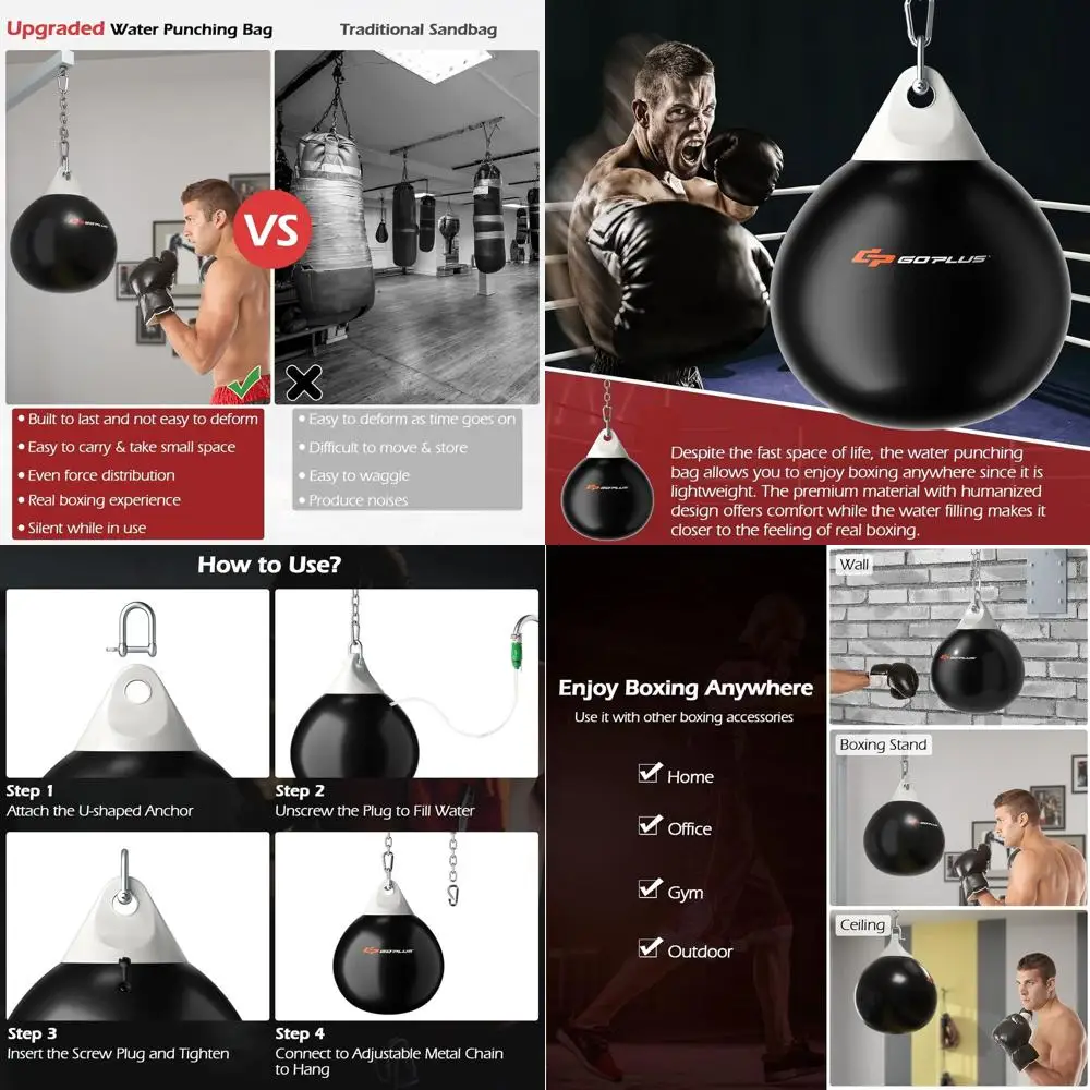 

Water Aqua Bag, 21'' 180 Pound /18” 110 Pound Heavy Punching Bag with Adjustable Metal Chain, Water Injection Hose, Boxing Train