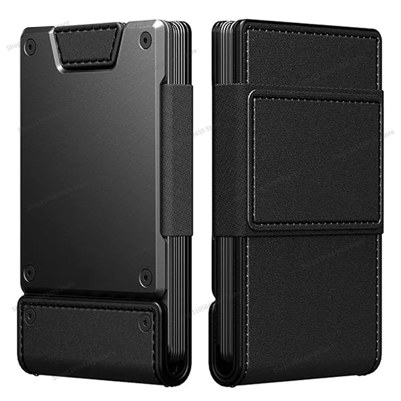 For Men's minimalist wallet with retro style horse leather anti-theft card cover, aluminum alloy hardcore wallet