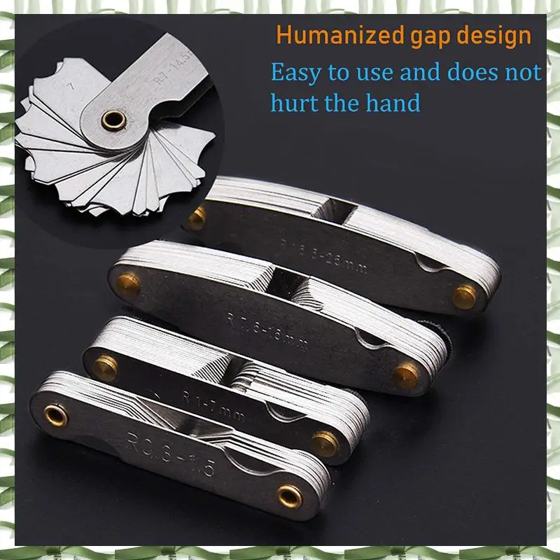 Jauge de rayon en acier inoxydable, outil professionnel, outil de mesure d'arc interne externe convexe Concave Portable, jauge de filet de rayon