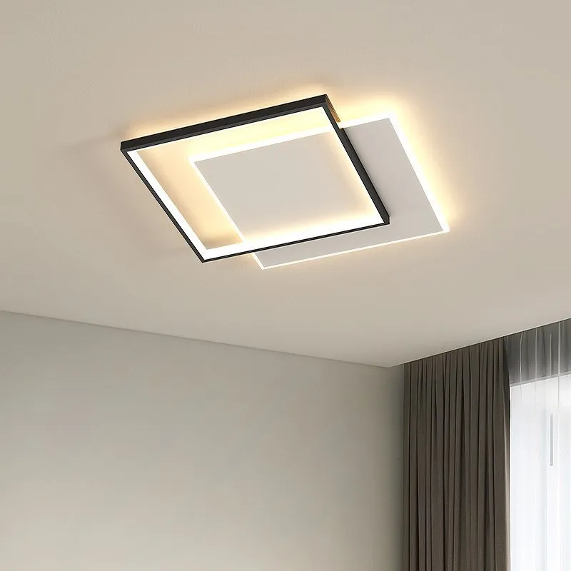 Imagem -04 - Ultra Fino Led Praça Teto Luz Lustre Lâmpadas de Controle Remoto Varanda Sala Branco Preto Home Decor Luminaria