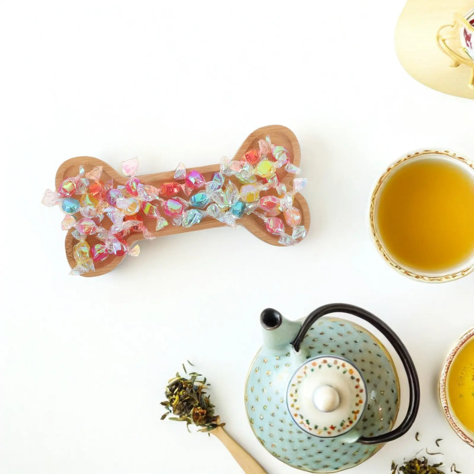 Bone Shaped Wooden Serving Tray Snack Cookie Cheese Dessert Platter for Dog Themed Party Decor