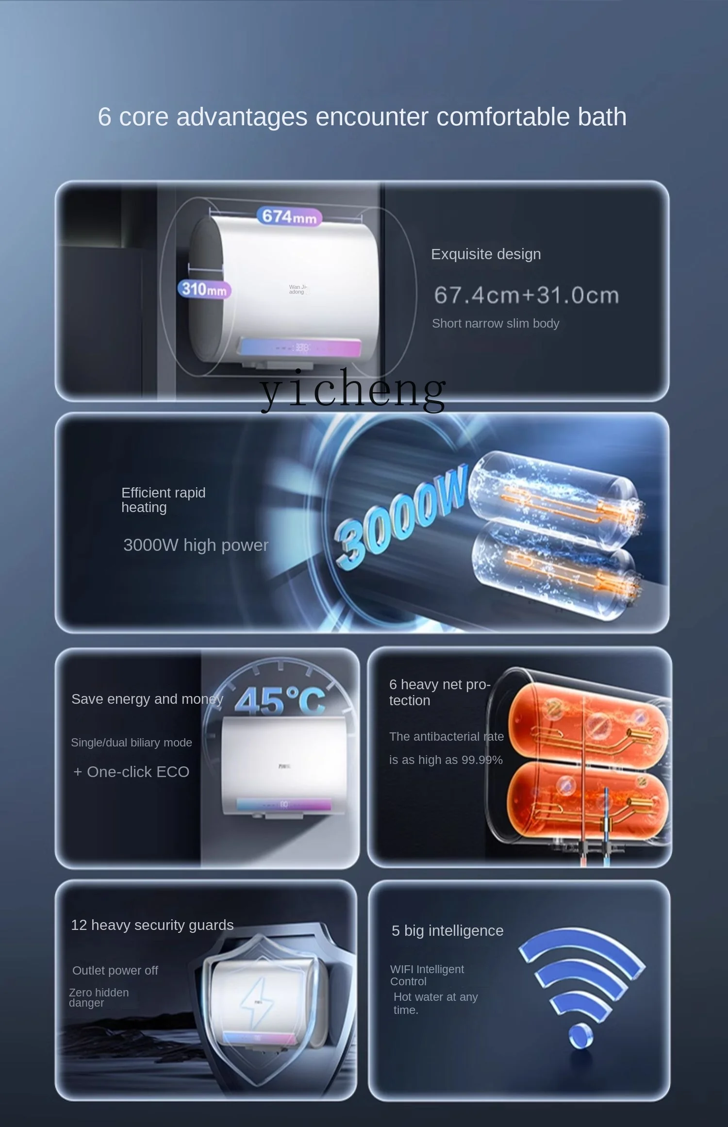 Tqh double-liner hubený plochý sud elektrický voda ohřívač domácnost 560L voda úložný koupelna quick-heating koupat