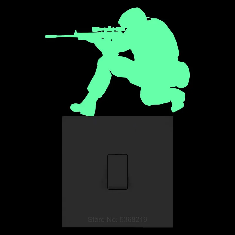 Army Soldier Glow in the Dark Wall Switch Decoration Sticker Home Decor Decal Laptop Motorcycle Bike Car DIY Decorative Sticker