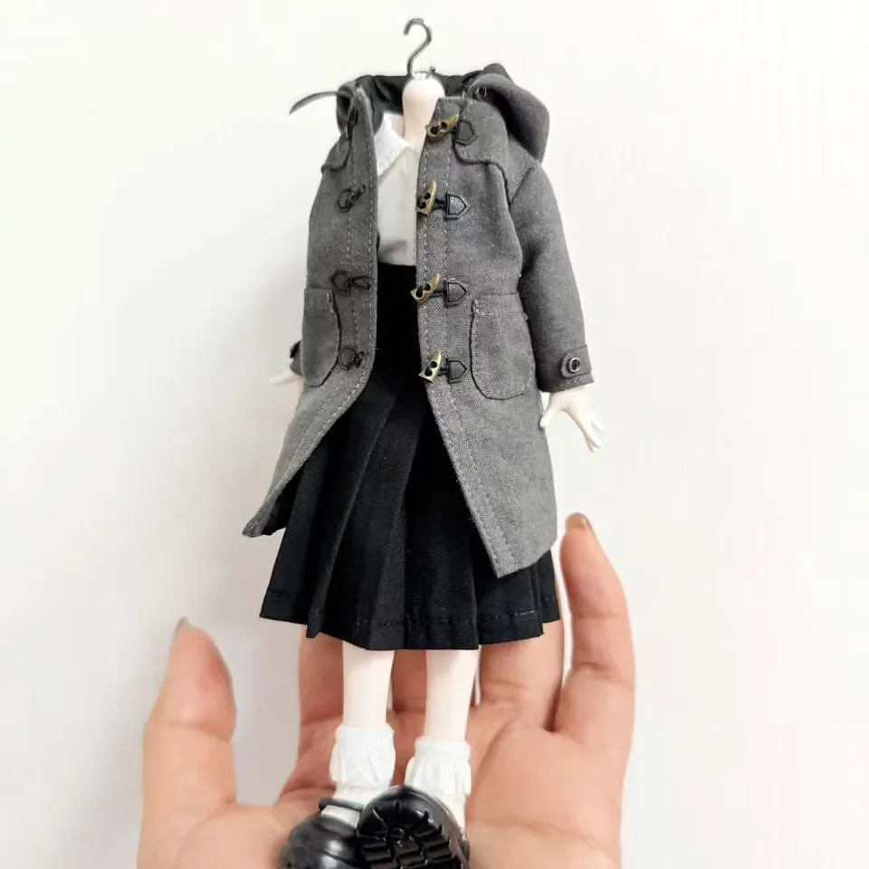 Maßstab 1/8, 1/12, Preppy-Stil, Mantel mit Hut, weibliche Soldatenkleidung, Modell passend für Ashi 3/Azone/Zack Body Decor – Detail 10