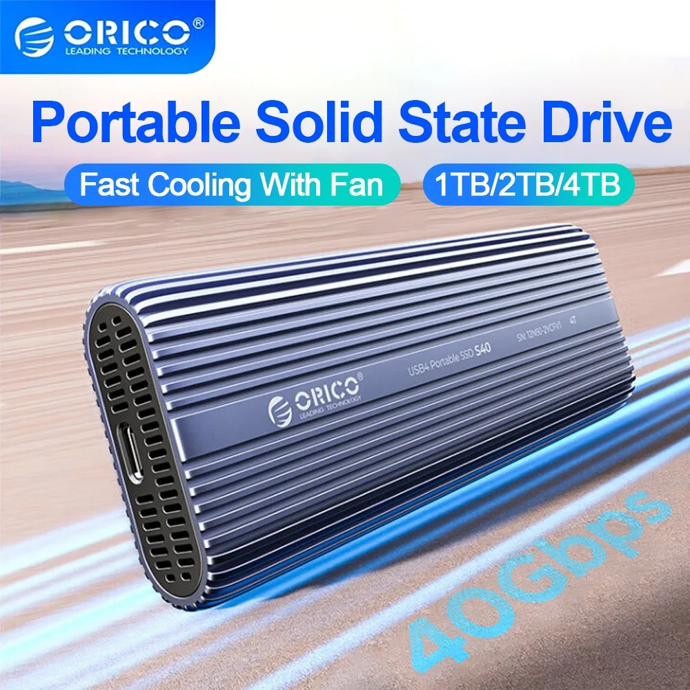 ORICO USB4 Portable SSD Type-C External Solid State Drive compatible with Thunderbolt 4/3 Aluminum PSSD Built-in Cooling Fan