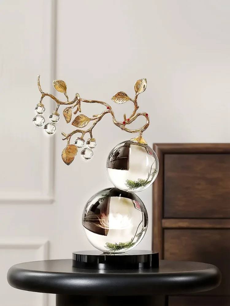 

Room Decor Crystal Lotus Gourd Ornament Art Sculpture Luxury Living Room Wine Cabinet Office Desktop Statuette Decoration Gift