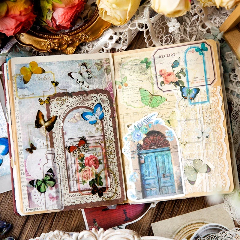 20Pcs Journal Washi Sticker Pack Flower Manor Series Decoration Supplies DIY Decals 4 Styles Random kawaii stickers