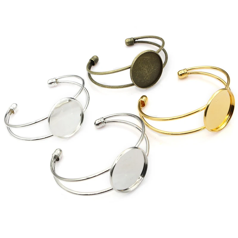 

2 шт. 20 мм 25 мм внутренний размер DIY браслет кабошоны пустая база настройка лоток ободок DIY аксессуары для изготовления ювелирных изделий выводы