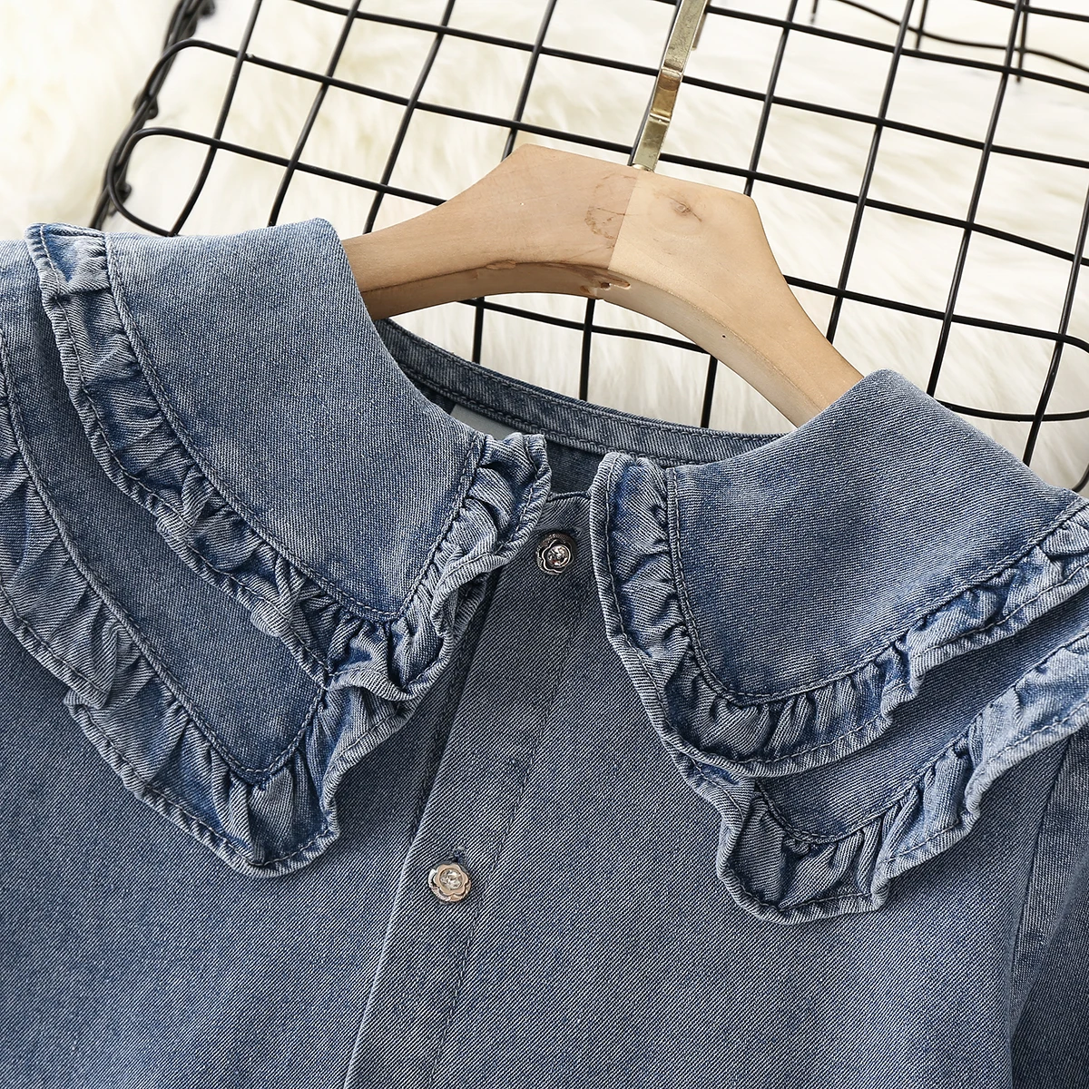 Baby Kids Denim Dresses for Girls Clothes for Teenagers Costumes Long Sleeve Autumn School Children Vestidos 6 8 10 11 12 Years