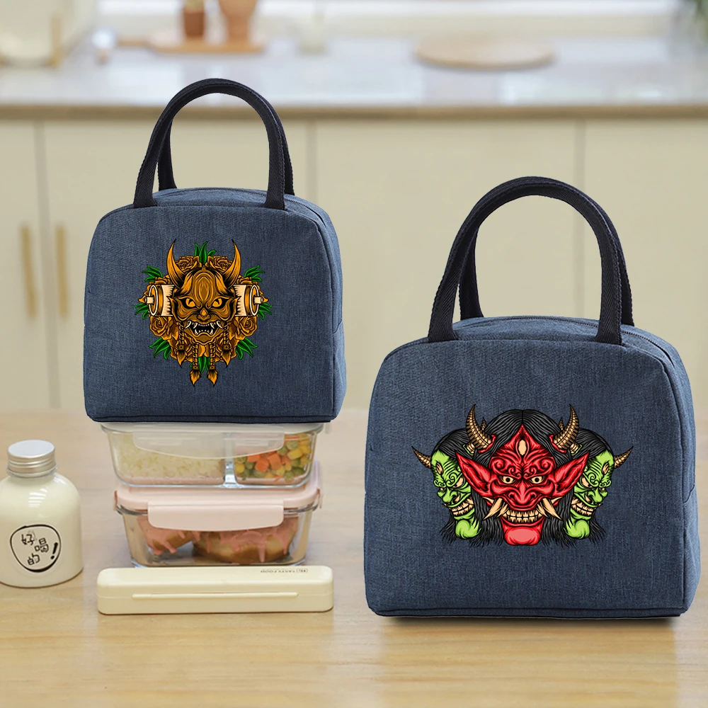 

Handle Large Capacity Insulated Lunch Bag Office Worker Picnic Daily Meal Prep Bag Zipper Monster Printing Storage Lunch Pack