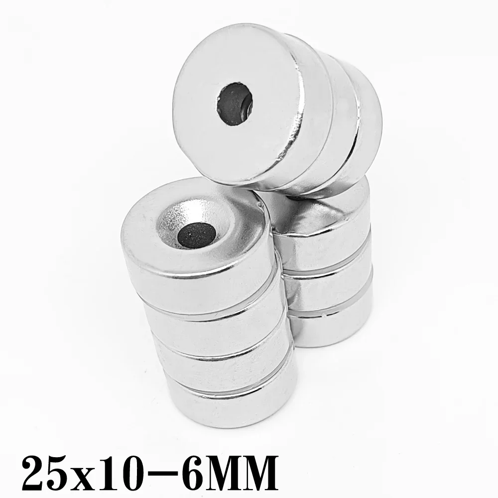 25x10-6 N35 Strong Cylinder Magnet 25*10 mm Hole 6mm Round Magnetic Magnets  25*10-6 For Home Refrigerators, Offices DIY