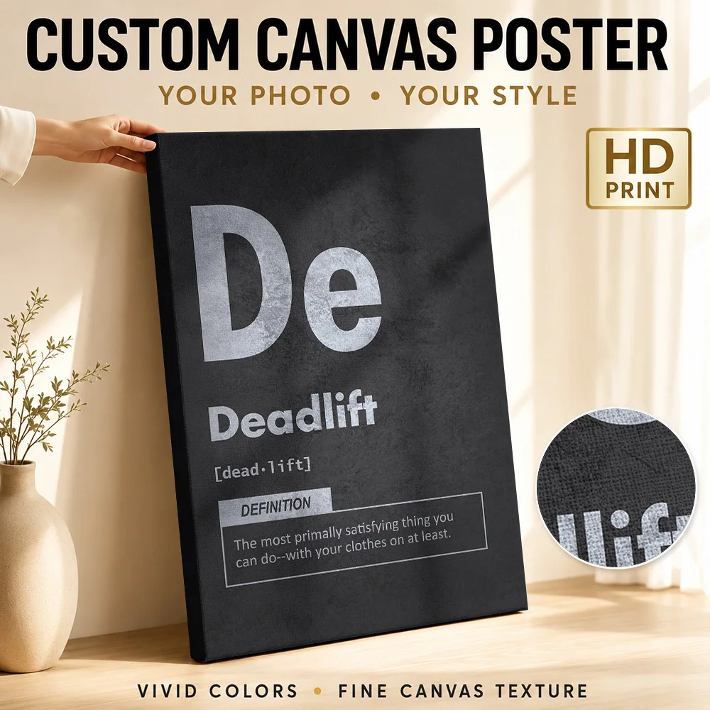 Deadlift Element Framed Canvas Print Poster Customized Photo Fitness Motivation Canvas Wall Art for Studio Decor Ready to Hang