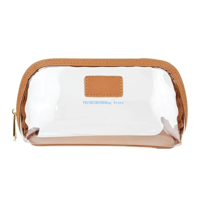 

63HC Makeup Bag Half Moon Transparent Toiletry Bag Waterproof Makeup Bag