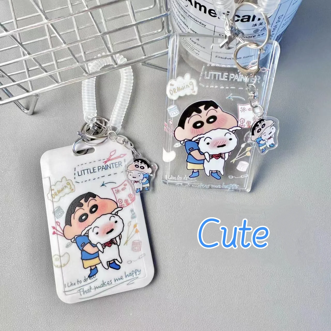 Crayon Shin-chan Simpatico cartone animato Carta anti-smarrimento Carta per studenti Set identificativo per dipendenti Carta stradale Scheda ascensore Badge Copertura protettiva