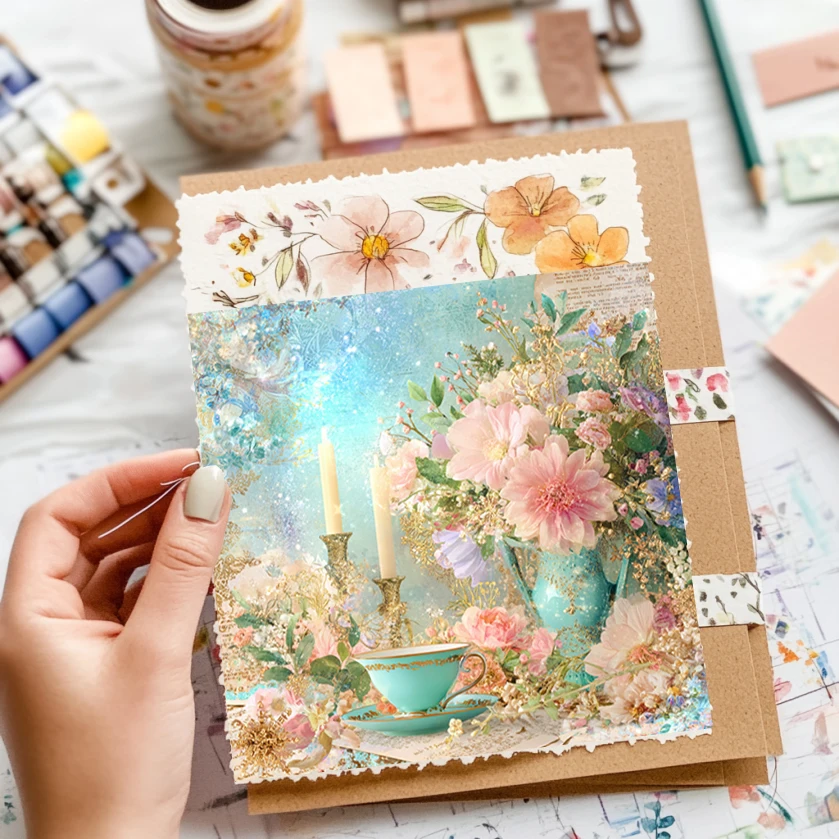 36枚入り 6インチ×6インチ スクラップブック用紙パック：スクラップブッキング、折り紙、ジャンクジャーナル、カード作成用のヴィンテージアートパターン。