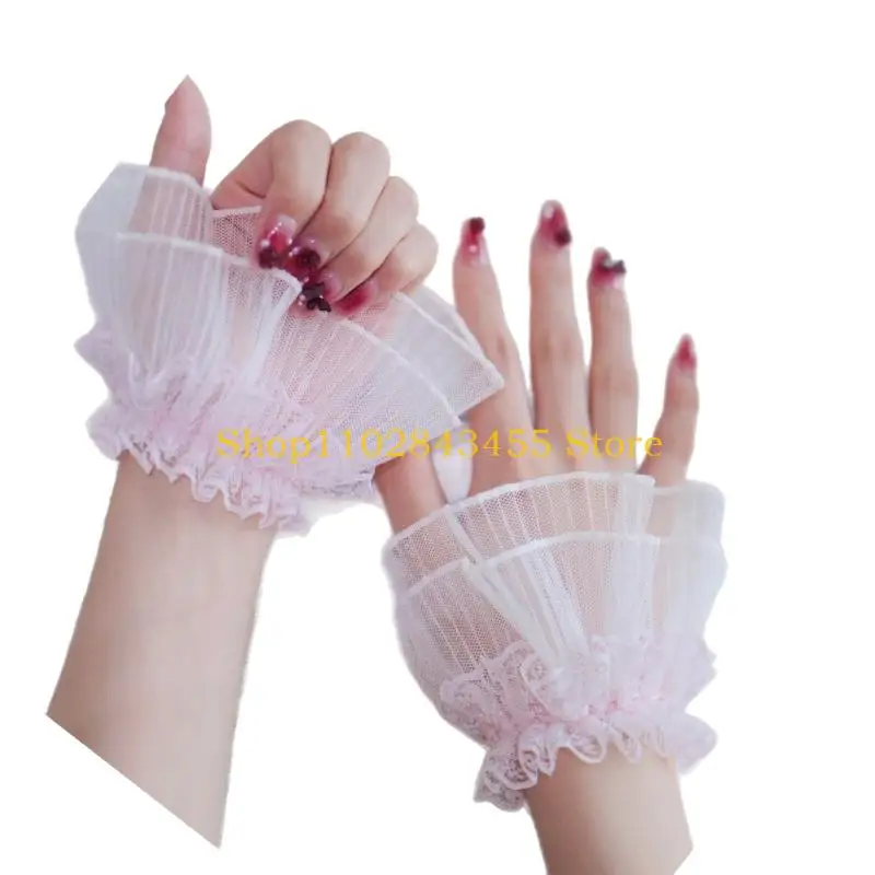 49MC Sheer xếp nếp vòng cổ tay ren