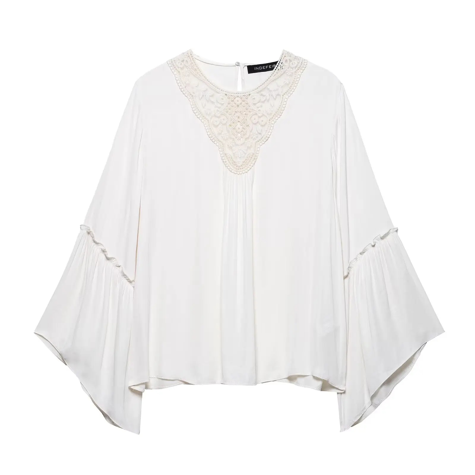 

European and American style 2025 new style drapey trumpet long-sleeved pullover casual shirt