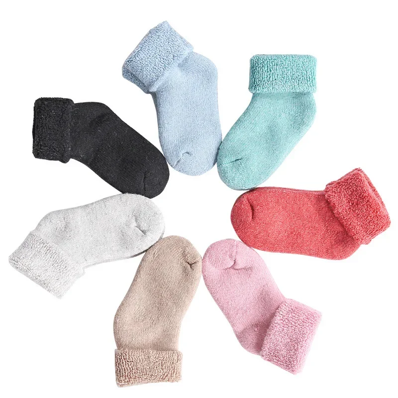 Thicken Autumn Winter Real Woolen Baby Kids Socks Soft Warm Socks for Children 0-7 Years Boys Girls Thermal Floor Baby Socks