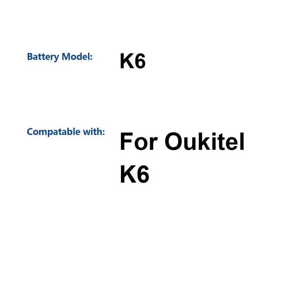 

Высокопроизводительный аккумулятор для мобильного телефона Oukitel K6 емкостью 6300 мАч, долговечный