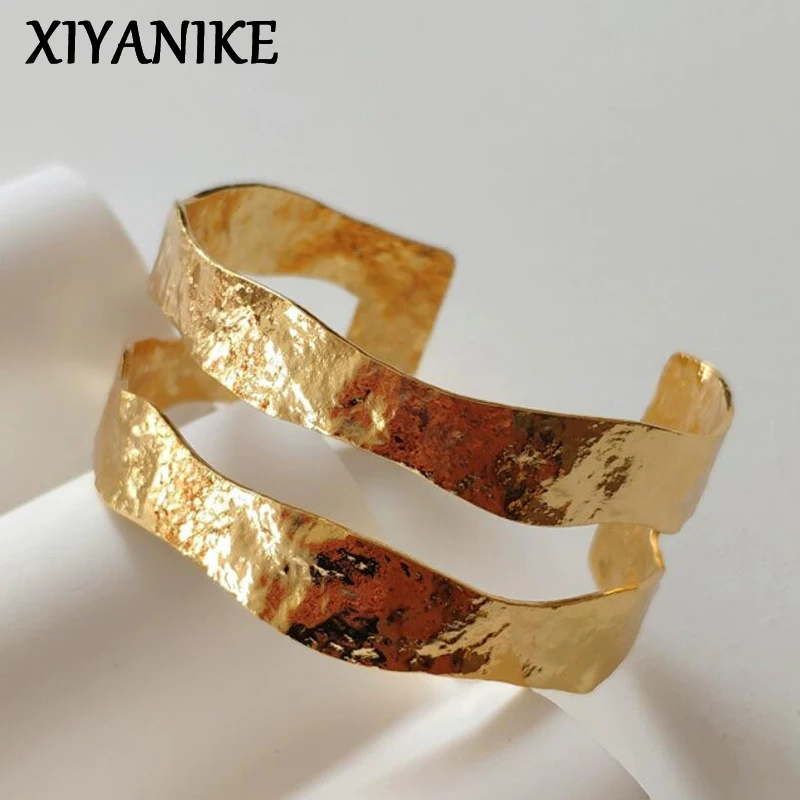 

XIYANIKE Punk Minimalist Texture Cuff Bracelet For Women Girl Hip Hop Fashion New Jewelry Lady Gift Party Rock pulseras mujer
