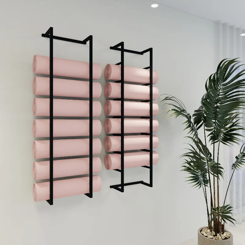 ‌Yoga Mat Wall Mount Holder, Multi-Layer Gym Storage Rack, Foam Roller Organizer, Fitness Equipment Hanger,