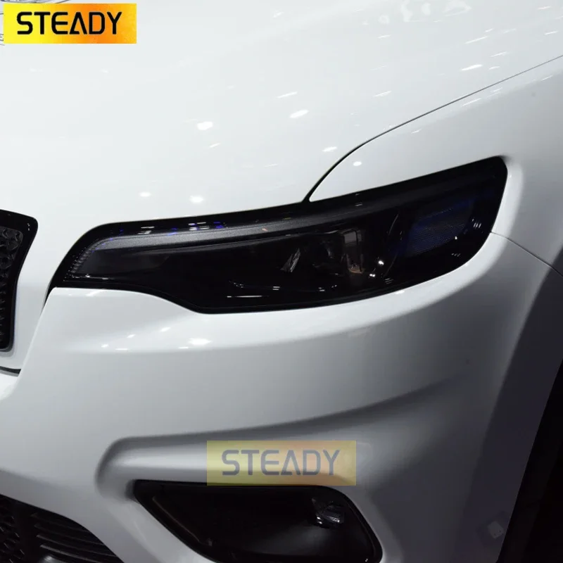 

Car Headlight Protective Film Front Light Transparent Smoked Black TPU Sticker For Jeep Cherokee KL 2019-Present Accessories