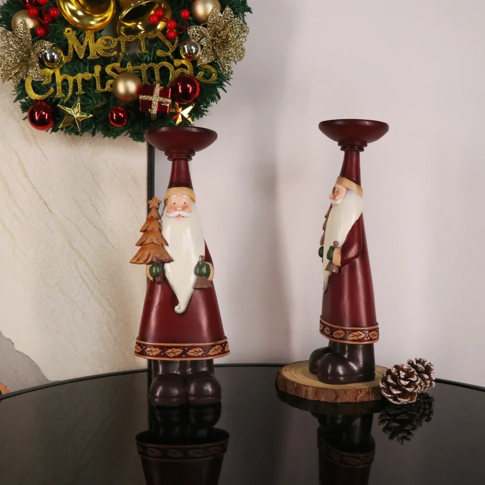 Amerikanischer Stil Harz-Weihnachtsmann-Ornamente Weihnachtsdekoration Kerzenhalter Heimparty Feiertagszubehör Atmosphärenschöpfer Geschenke – Detail 4
