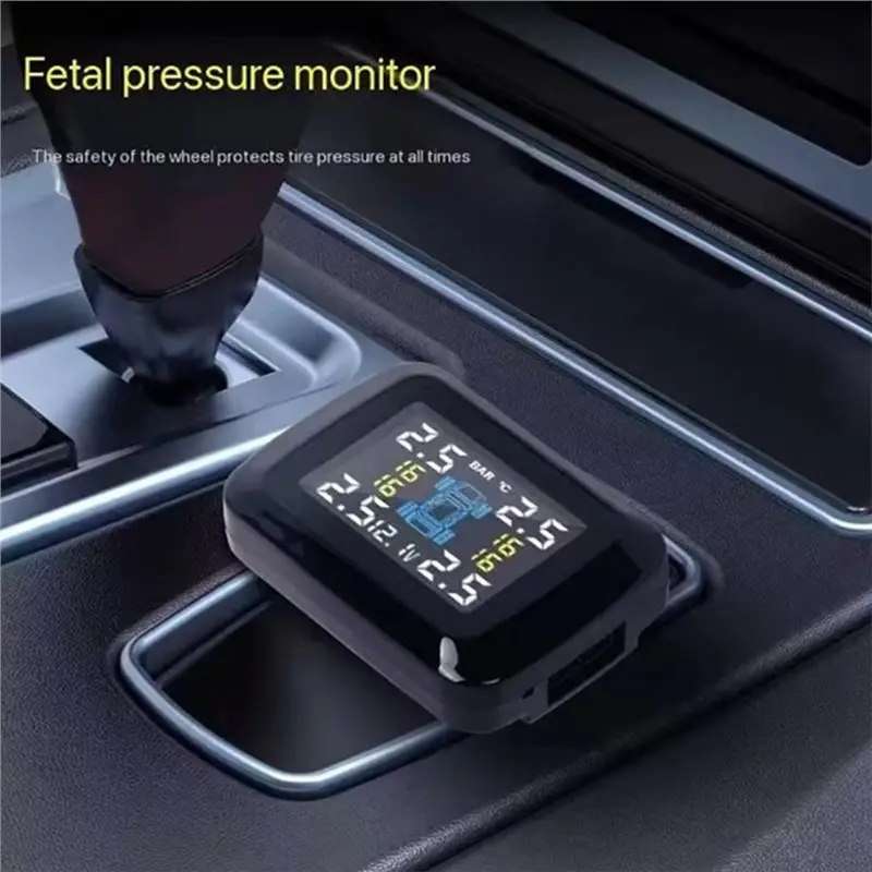 Leading-Alarm Car TPMS Tire Pressure Monitoring System Cigarette Lighter Tyre Air Meter Gauge Temperature Warning With 4 Sensor