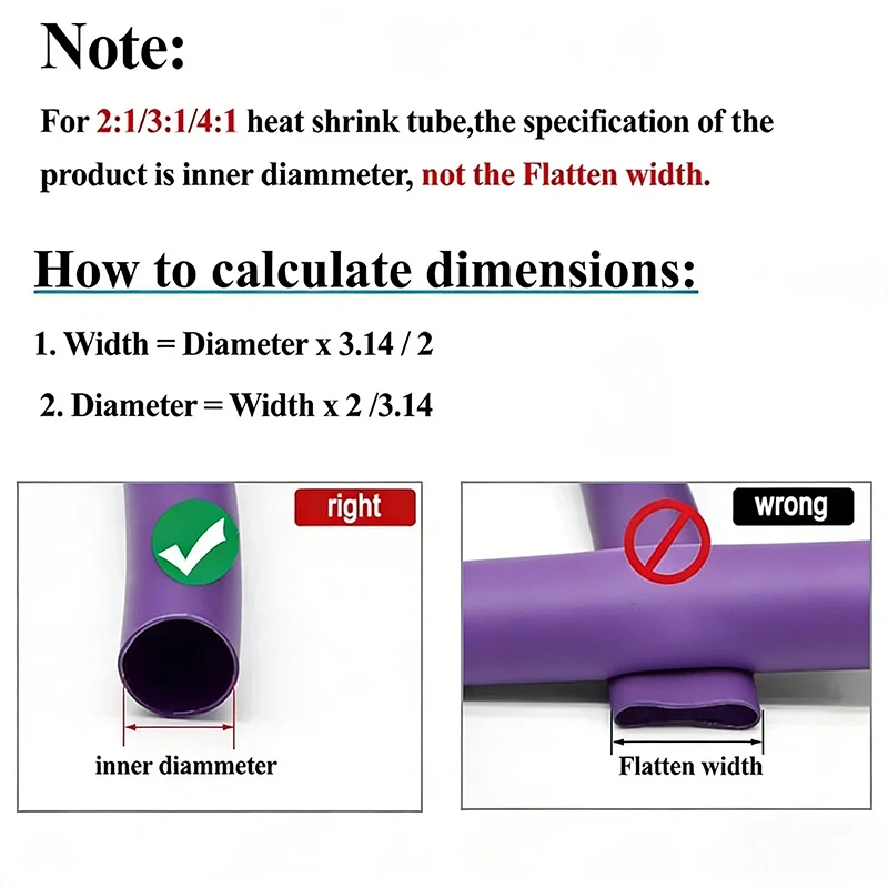 2/5/10m 2:1 Heat Shrink Tube Purple Diameter 1mm ~ 50mm DIY Wire Cable Repair Wrap Waterproof Insulated Protective Sleeve 600V